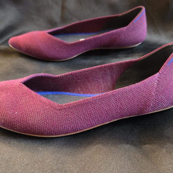 ROTHY'S The Merino Aubergine Purple Pointed Flat Shoes 8.5 - Picture 7 of 11